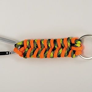 Neon Orange and Green Paracord Keychain